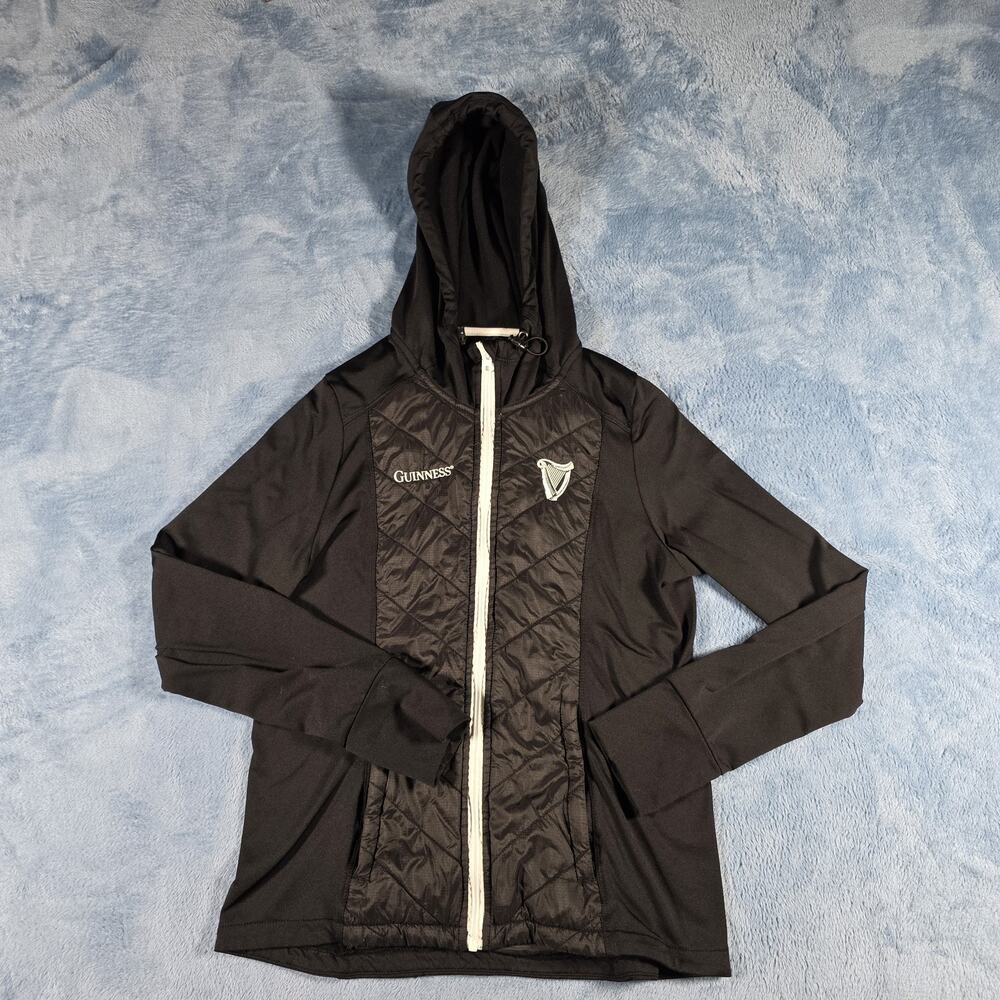 Official Guinness Dry Fit Performance Jacket Women’s Med Black Hooded Full Zip